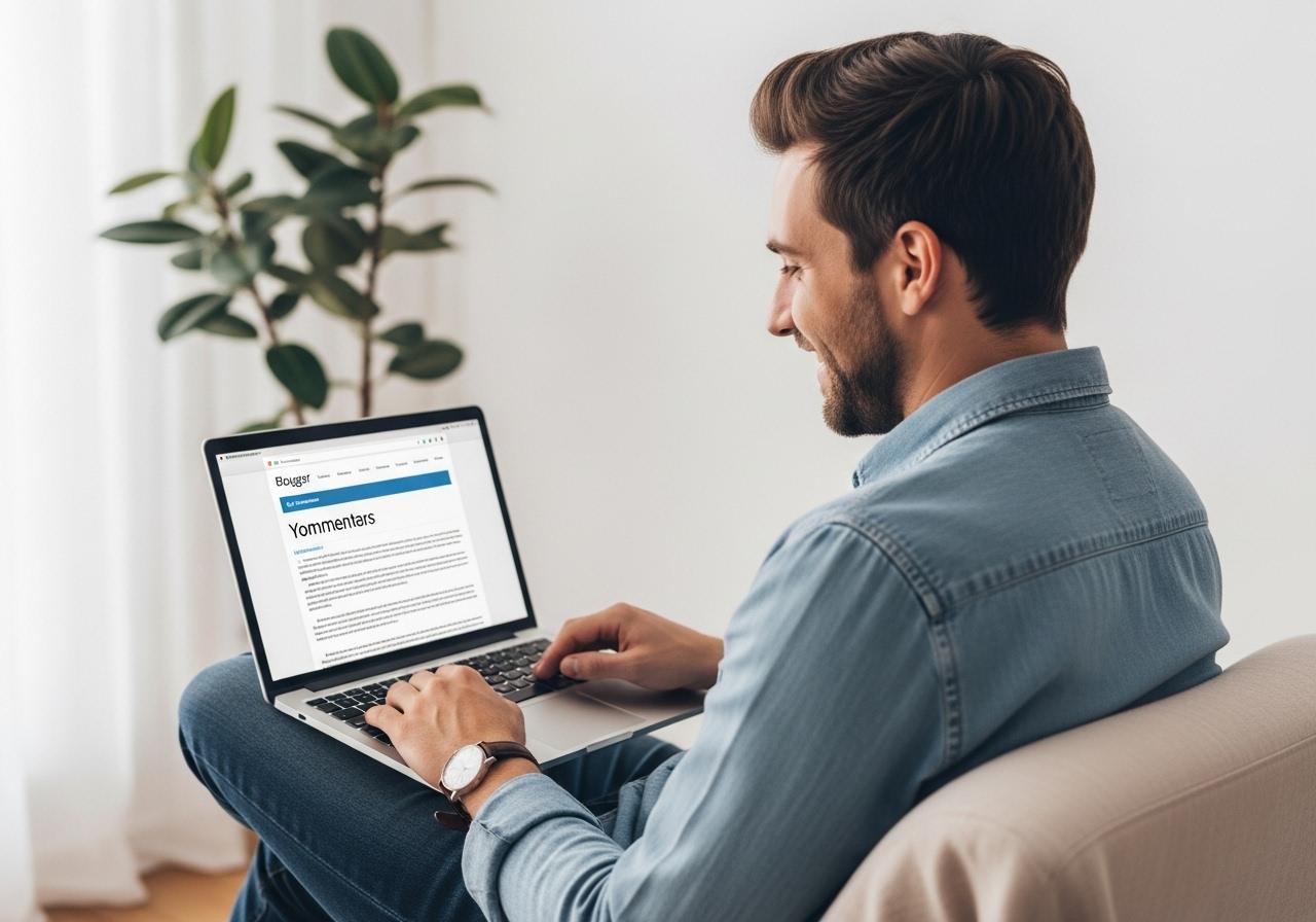 Ein Blogger filtert Spamkommentare in WordPress am Laptop und sorgt für saubere Diskussionen auf seiner Website